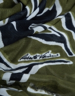 Fular lana/modal estampado floral verde