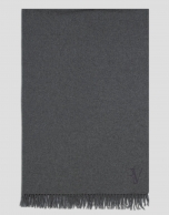 Maxi wrap-around scarf in grey melange wool