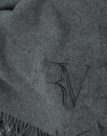 Maxi wrap-around scarf in grey melange wool