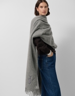 Grey melange wool wrap scarf