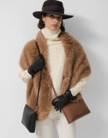 Camel fur effect wrap stole