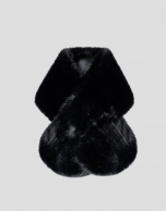 Black fur effect cross stole