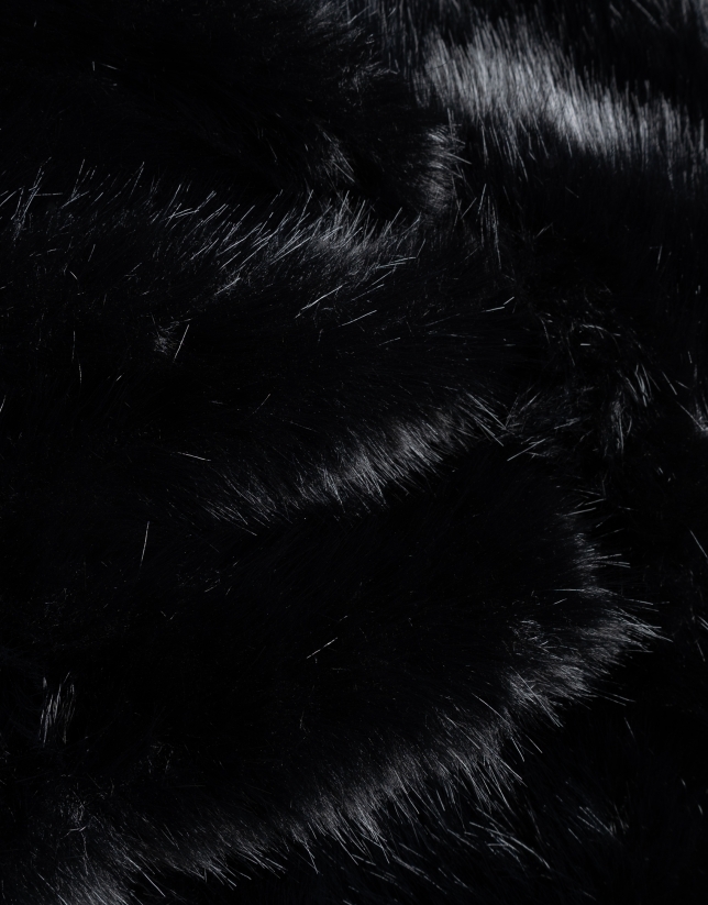 Black fur effect cross stole