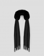 Black scarf combined with a soft matching collar