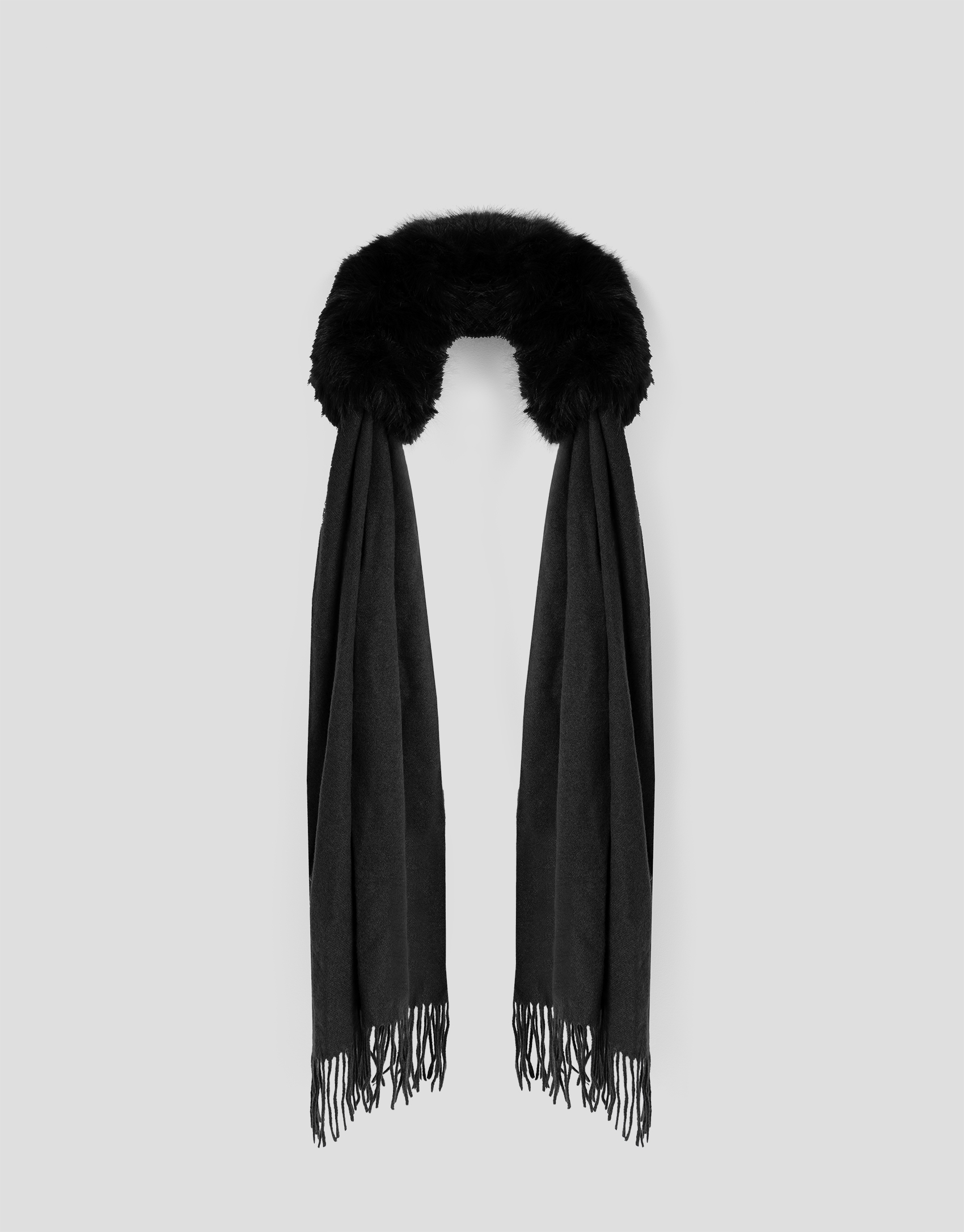Black scarf combined with a soft matching collar