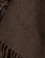 Dark brown maxi scarf combined with a soft collar