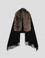 Black maxi scarf combined with a soft collar
