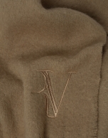 Camel wool scarf with embroidered RV
