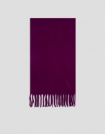 Raspberry wool scarf with embroidered RV