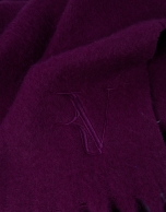 Raspberry wool scarf with embroidered RV