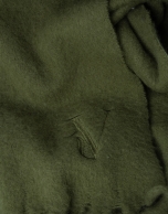 Khaki green wool scarf with embroidered RV