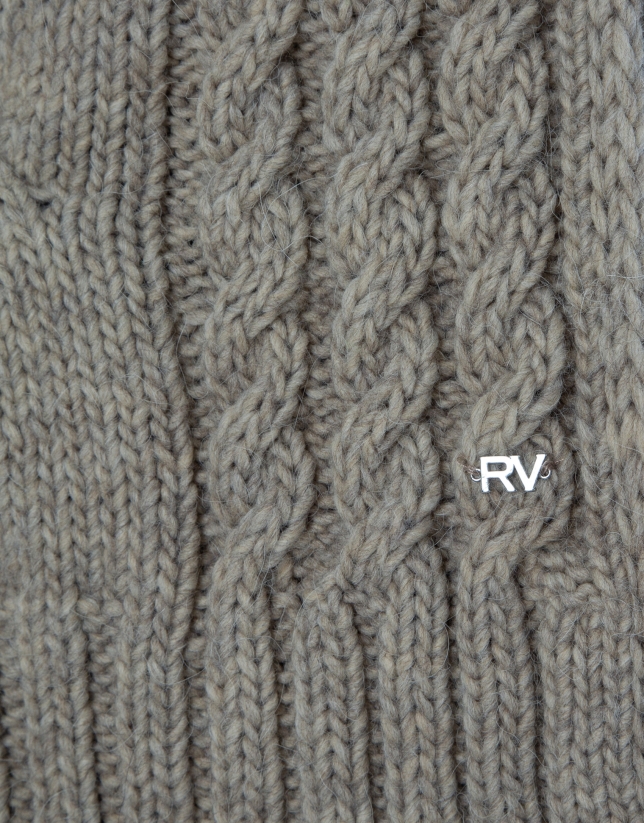 Bufanda en lana y alpaca beige con diseño de ochos