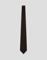Brown geometric jacquard silk/wool tie