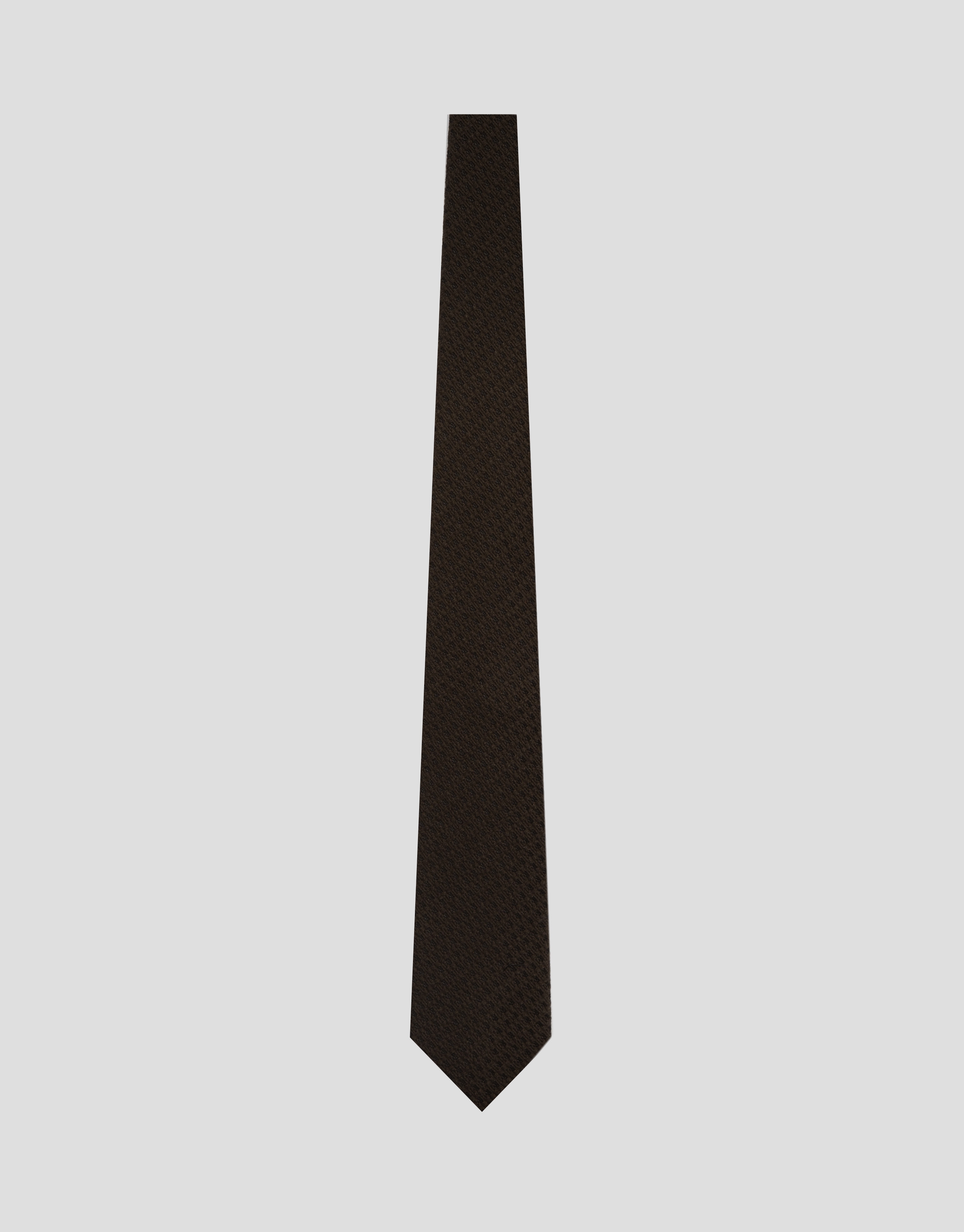 Brown geometric jacquard silk/wool tie