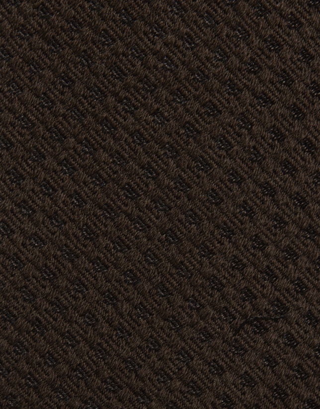 Brown geometric jacquard silk/wool tie