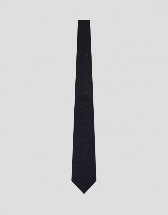 Corbata seda/lana jacquard geométrico marino