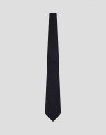 Navy geometric jacquard silk/wool tie