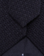 Navy geometric jacquard silk/wool tie