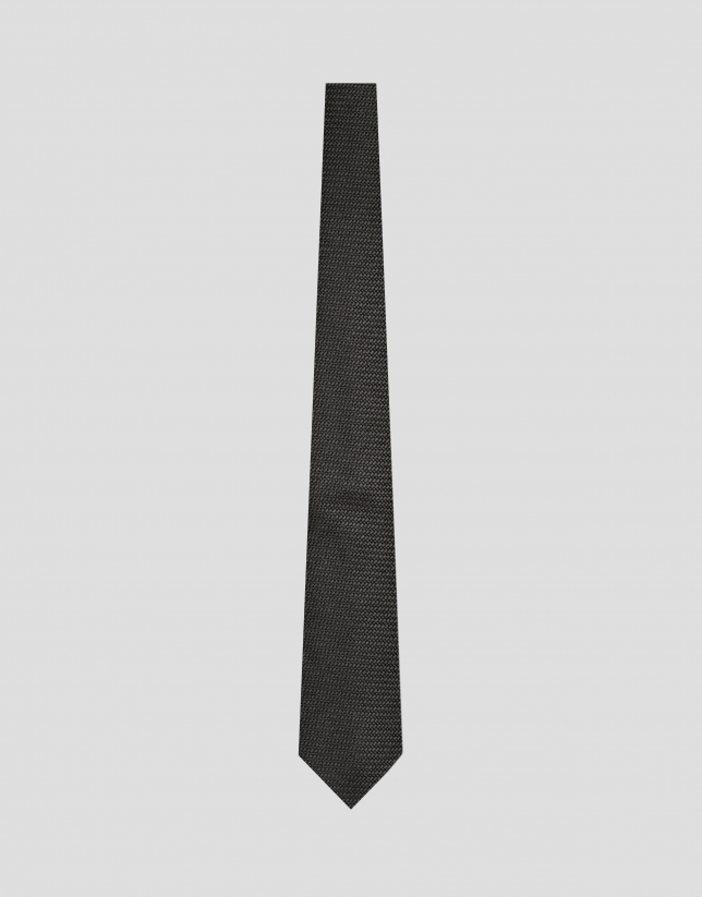Corbata seda/lana jacquard geométrico gris