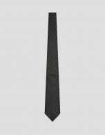 Grey geometric jacquard silk/wool tie