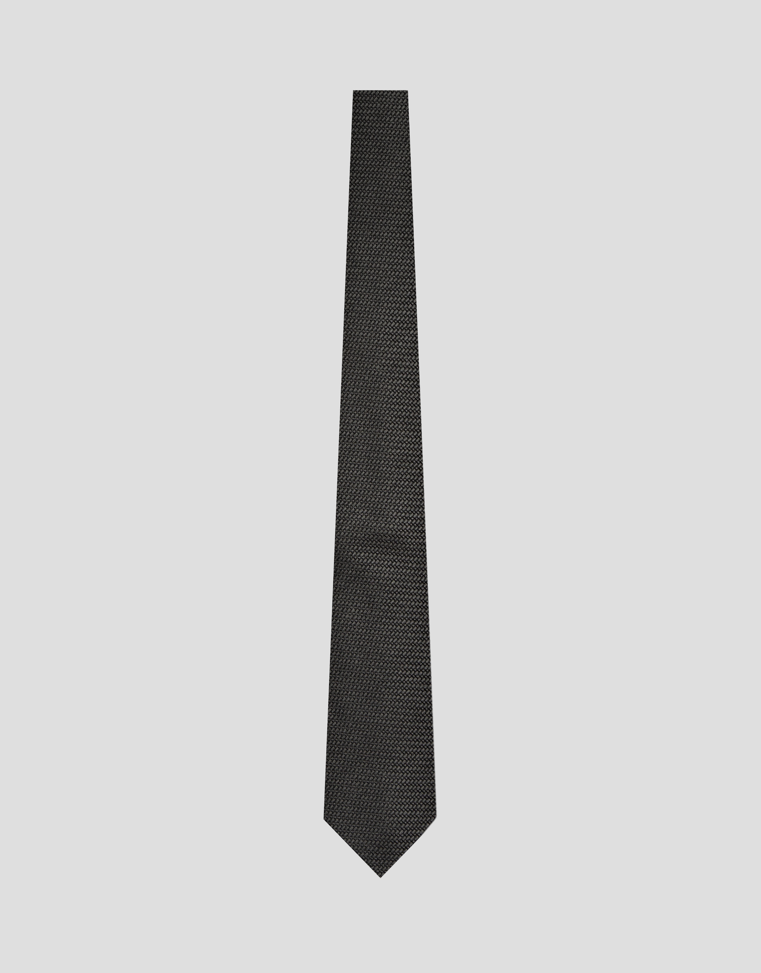 Grey geometric jacquard silk/wool tie