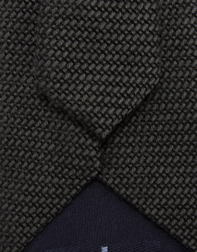 Grey geometric jacquard silk/wool tie