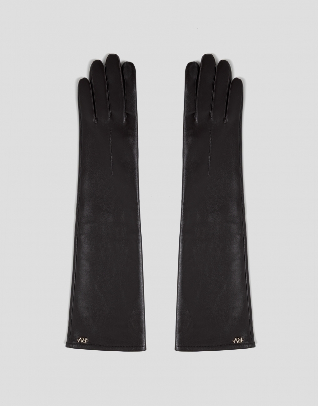 Long gloves in brown nappa leather