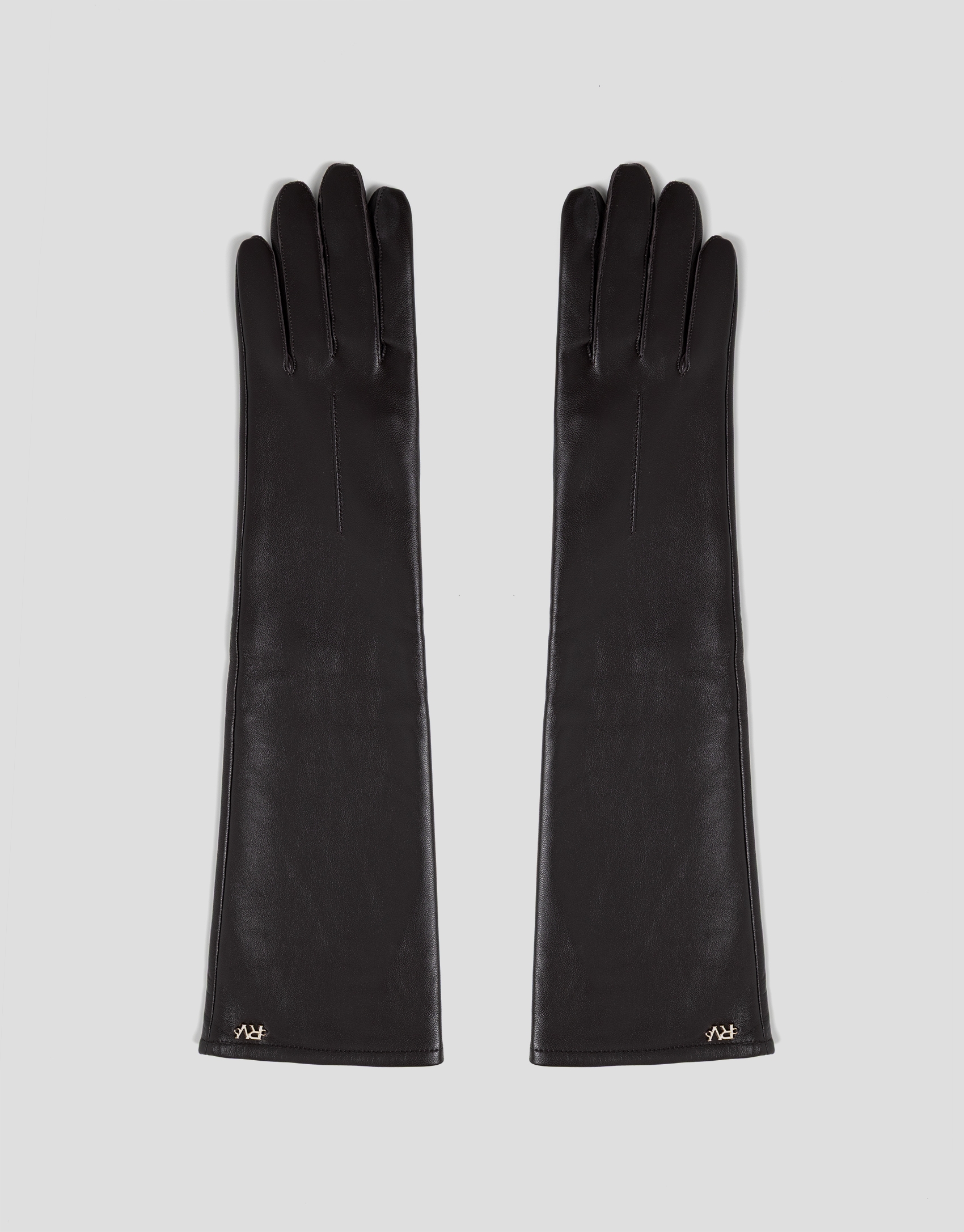 Long gloves in brown nappa leather