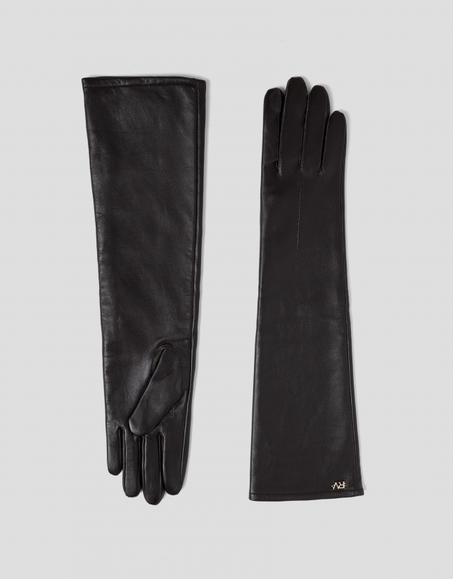 Long gloves in brown nappa leather