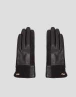 Guantes pachtwork napa y ante marr&oacute;n