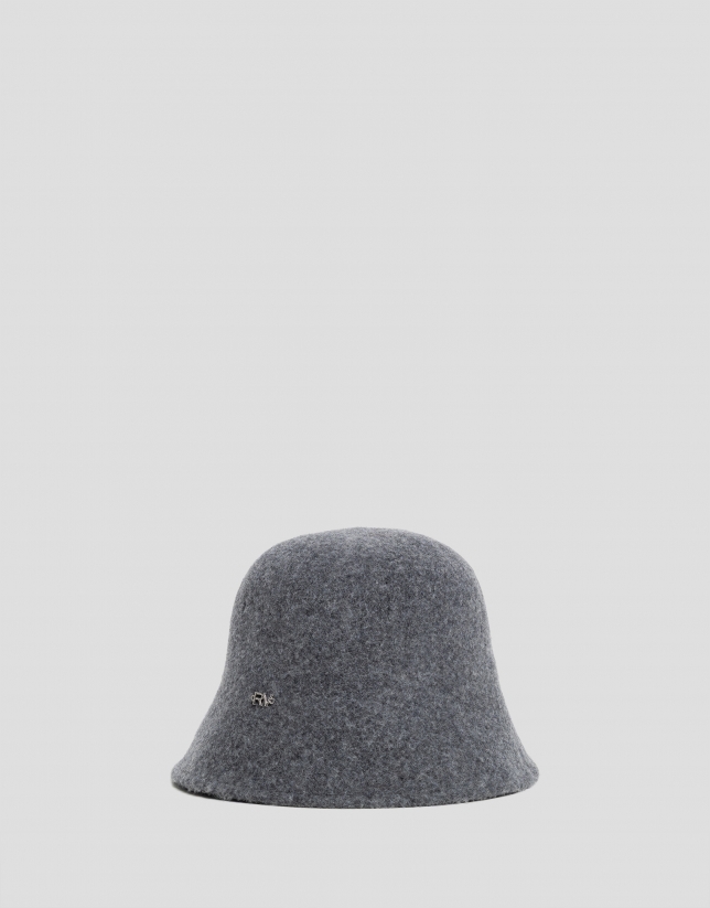 Gorro bucket lana gris oscuro