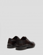 Brown leather blucher-style brogue shoes