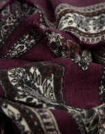 Fular lana cachemires tonos ciruela/crudos