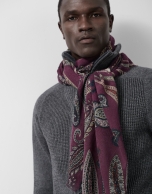 Fular lana cachemires tonos ciruela/crudos