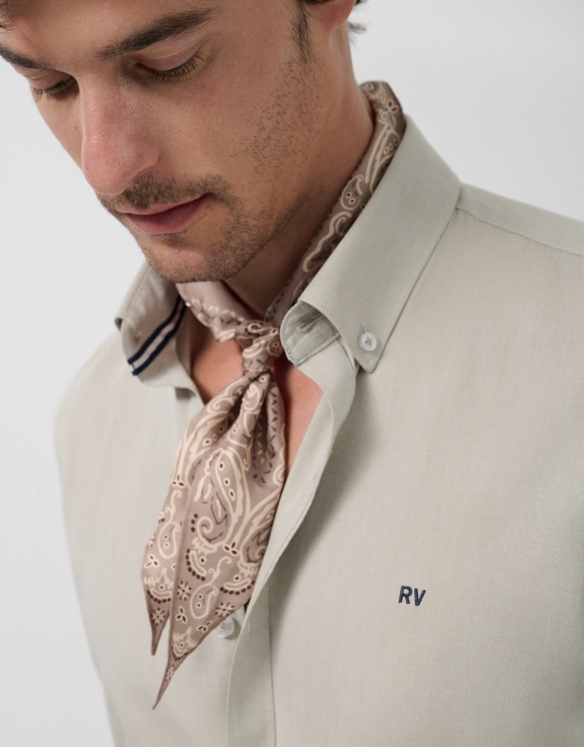 Bandana print scarf in natural tones