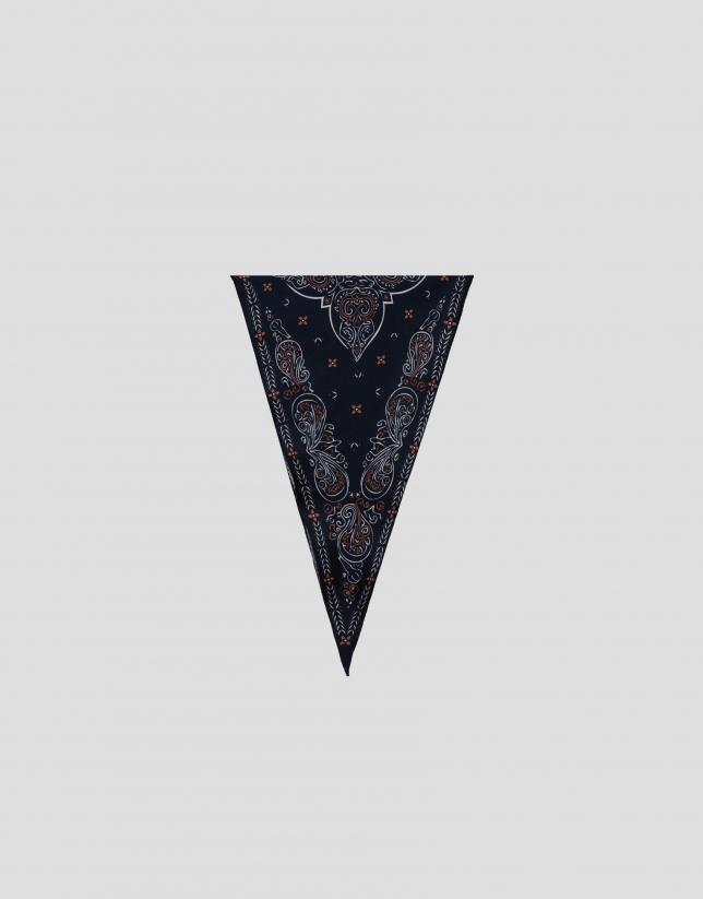 Pañuelo con estampado de bandana marino/marrón