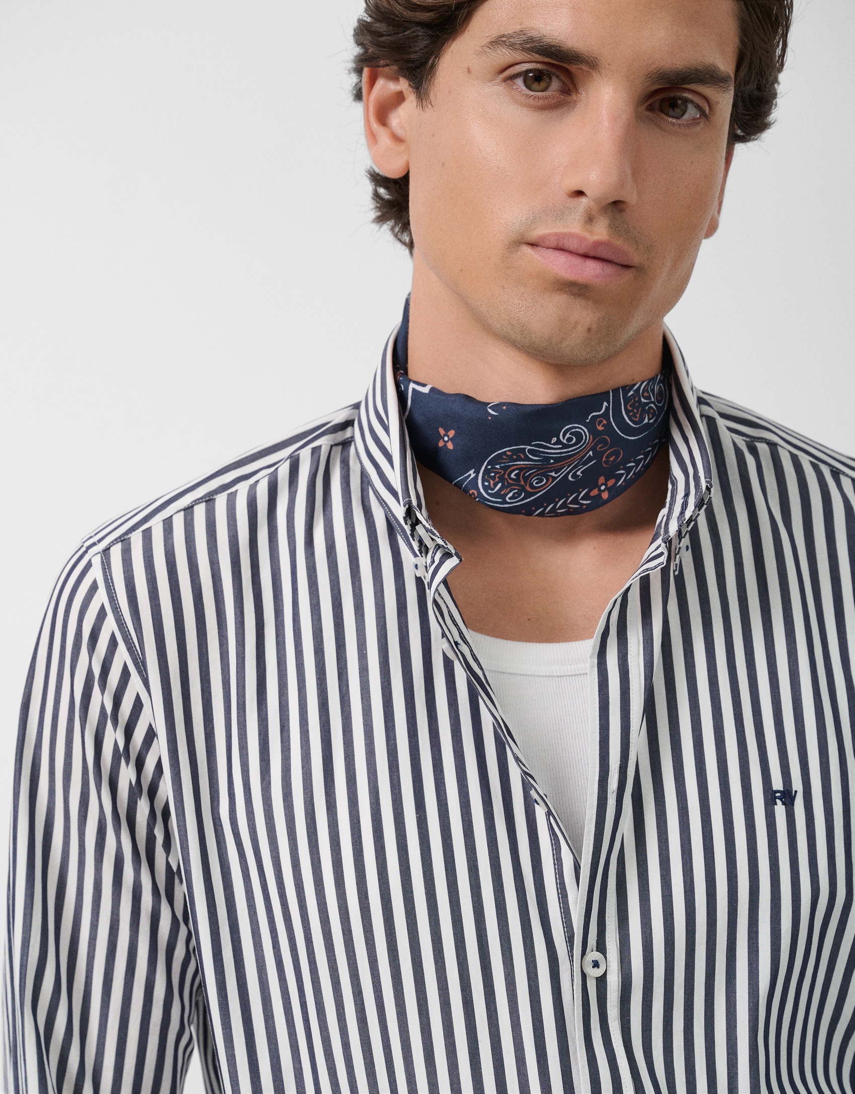 Navy/Brown Bandana Print Scarf