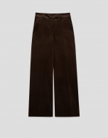 Brown velvety cotton straight trousers