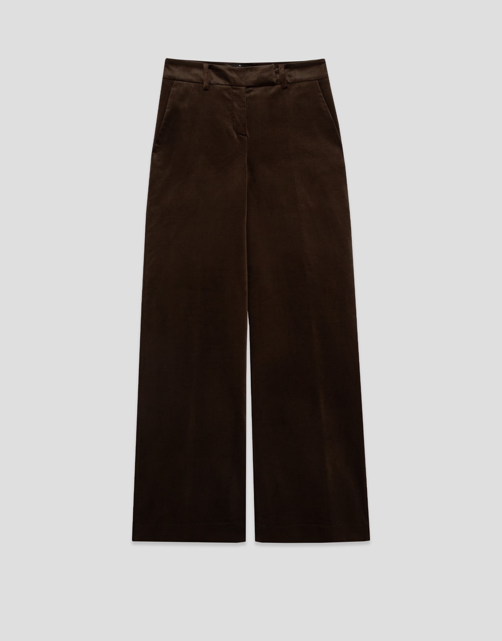 Brown velvety cotton straight trousers