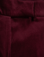 Burgundy velvety cotton straight trousers