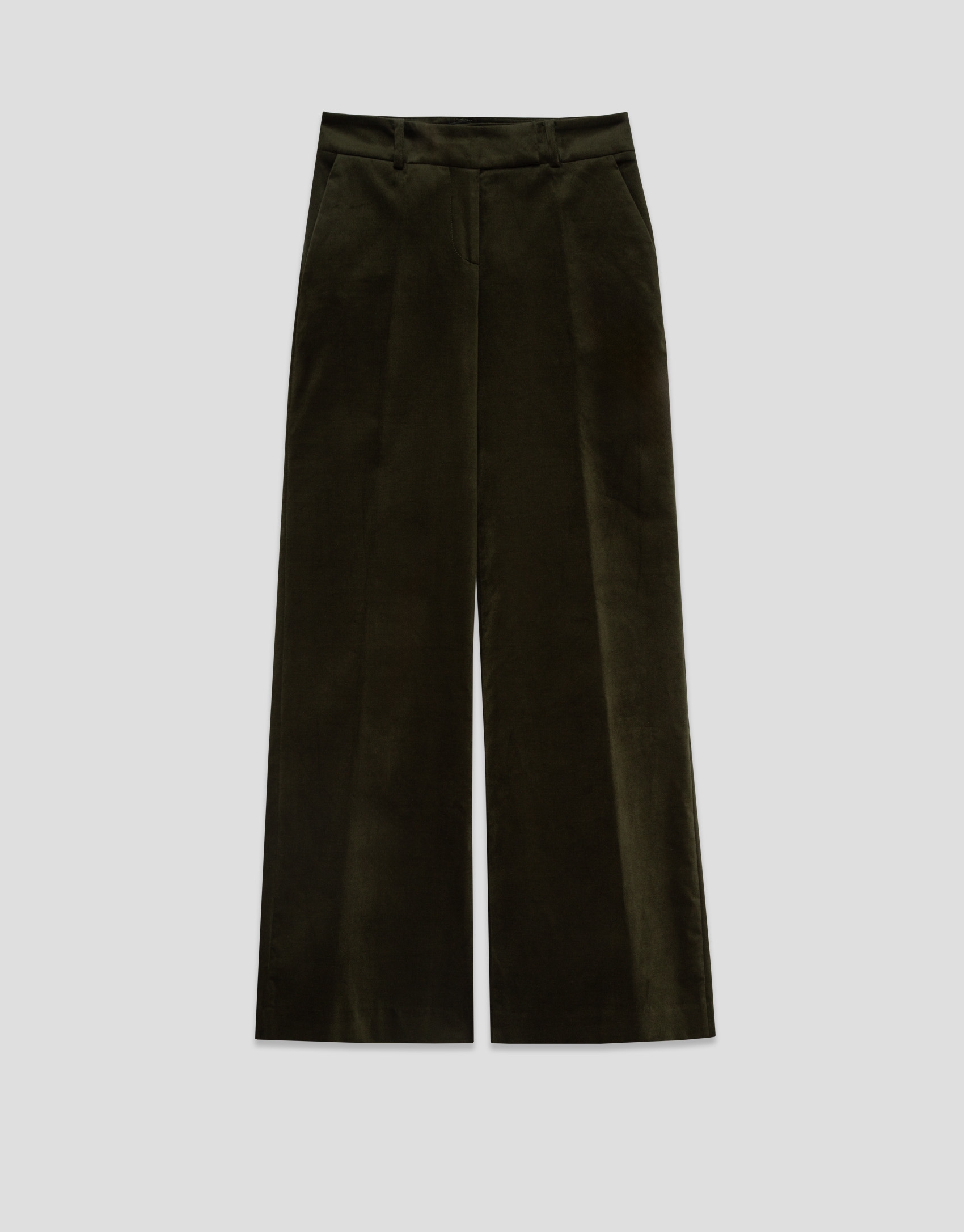 Pantal&oacute;n recto algod&oacute;n aterciopelado verde caqui