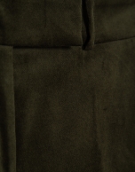 Kakhi green velvety cotton straight trousers