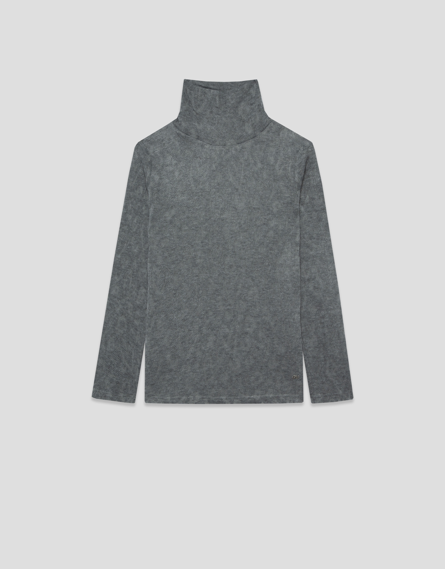 Grey print devor&eacute; knit T-shirt