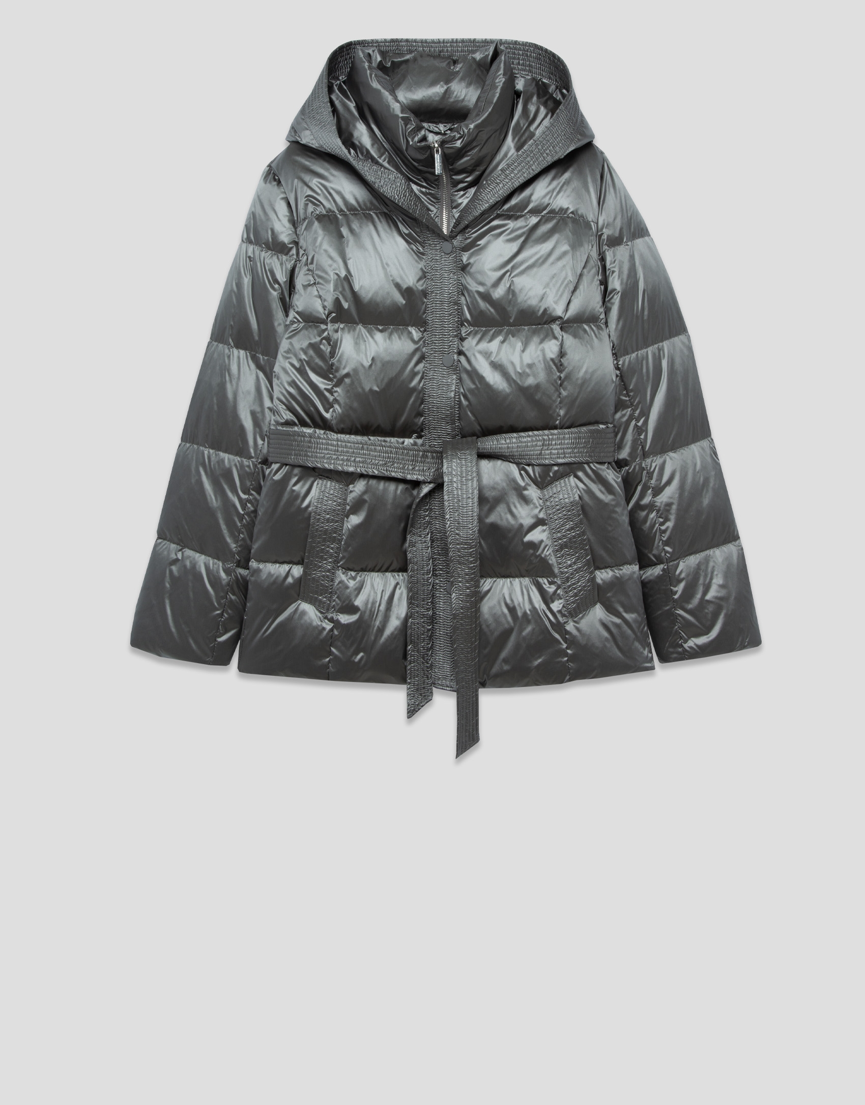 Grey short down jacket with hood