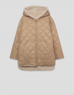 Reversible camel quilted jacket