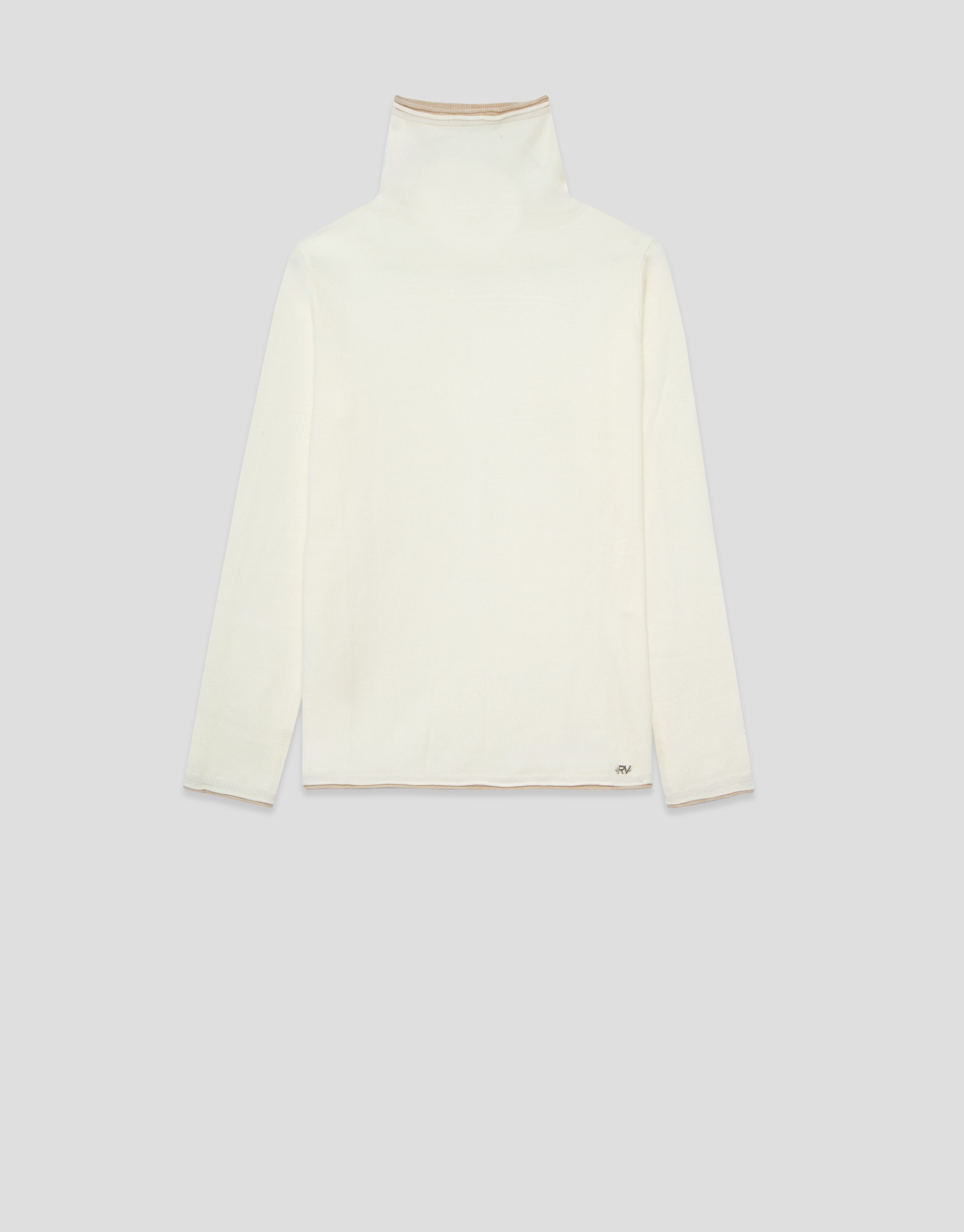 Jersey cuello chimenea doble remate crudo