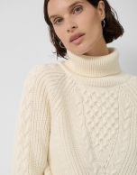 Ecru thick knitted sweater