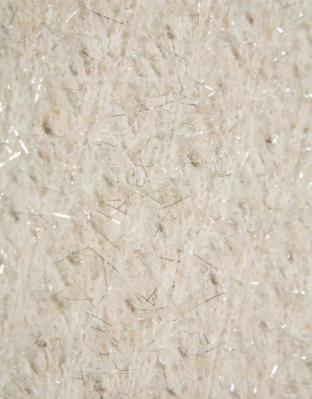 Oversized ecru cable knit jumper with lurex