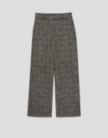 Straight trousers in black and ecru weave