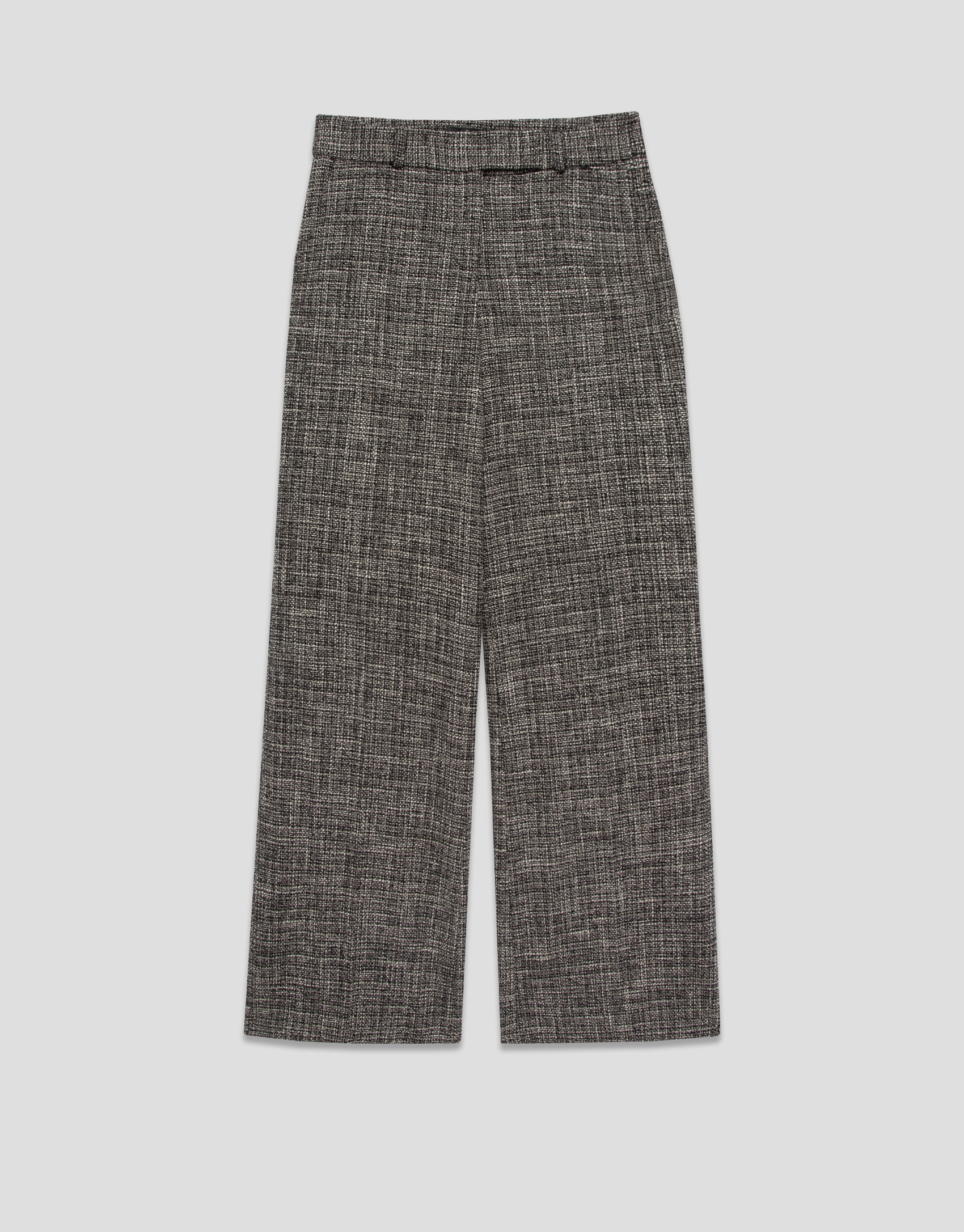 Straight trousers in black and ecru weave